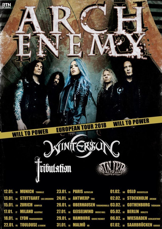 Wintersun to tour Europe with Arch Enemy, Tribulation and Jinjer in 2018!