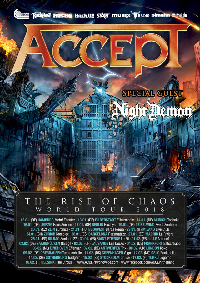 Accept announce NIGHT DEMON as support act for forthcoming European tour!