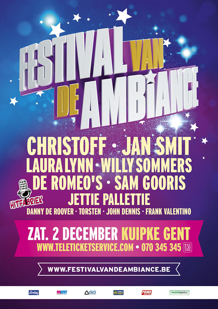 Danny De Roover, John Dennis, Torsten en charmezanger Frank Valentino openen op 2 december het Gentse Festival van de Ambiance!