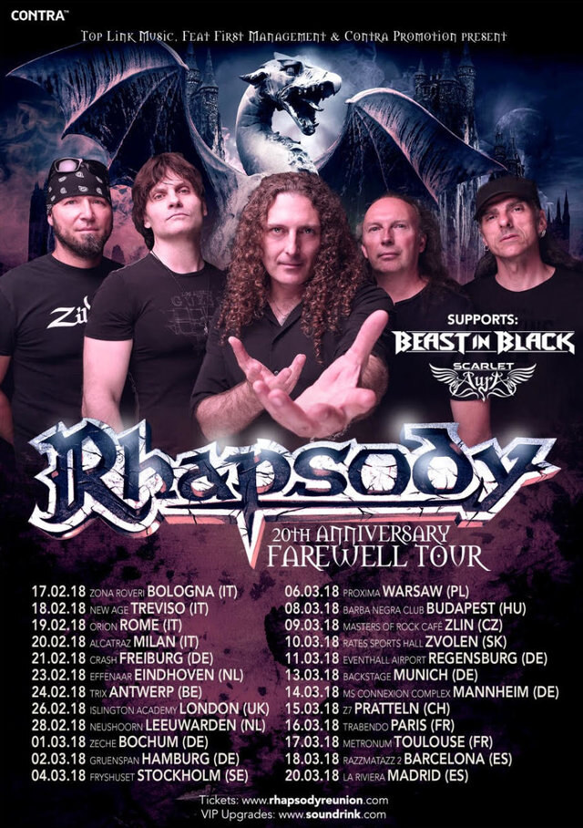 Rhapsody announce Beast In Black and Scarlet Aura as support acts for EU tour