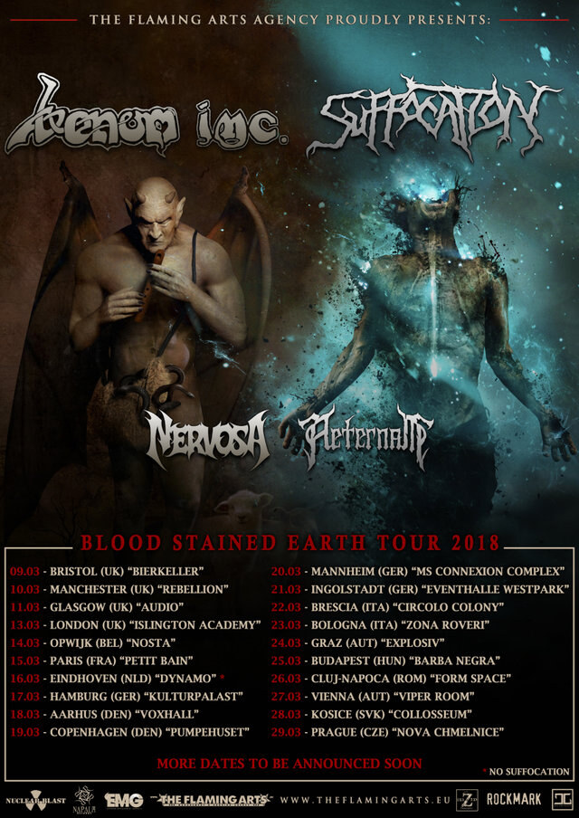 Venom Inc. + Suffocation announce EU co-headline tour for March/April 2018!