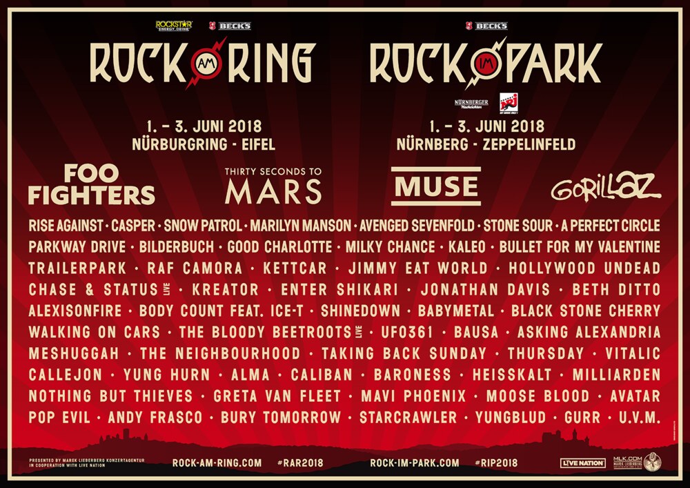 Ook Muse op Rock Am Ring/Rock Im Park 2018