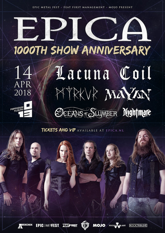 Epica reveal more support acts for their 1000th show on April 14th, 2018!