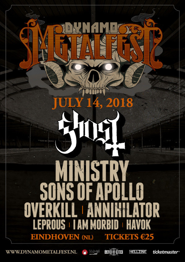 Ghost, Ministry en Overkill naar Dynamo Metal Fest 2018