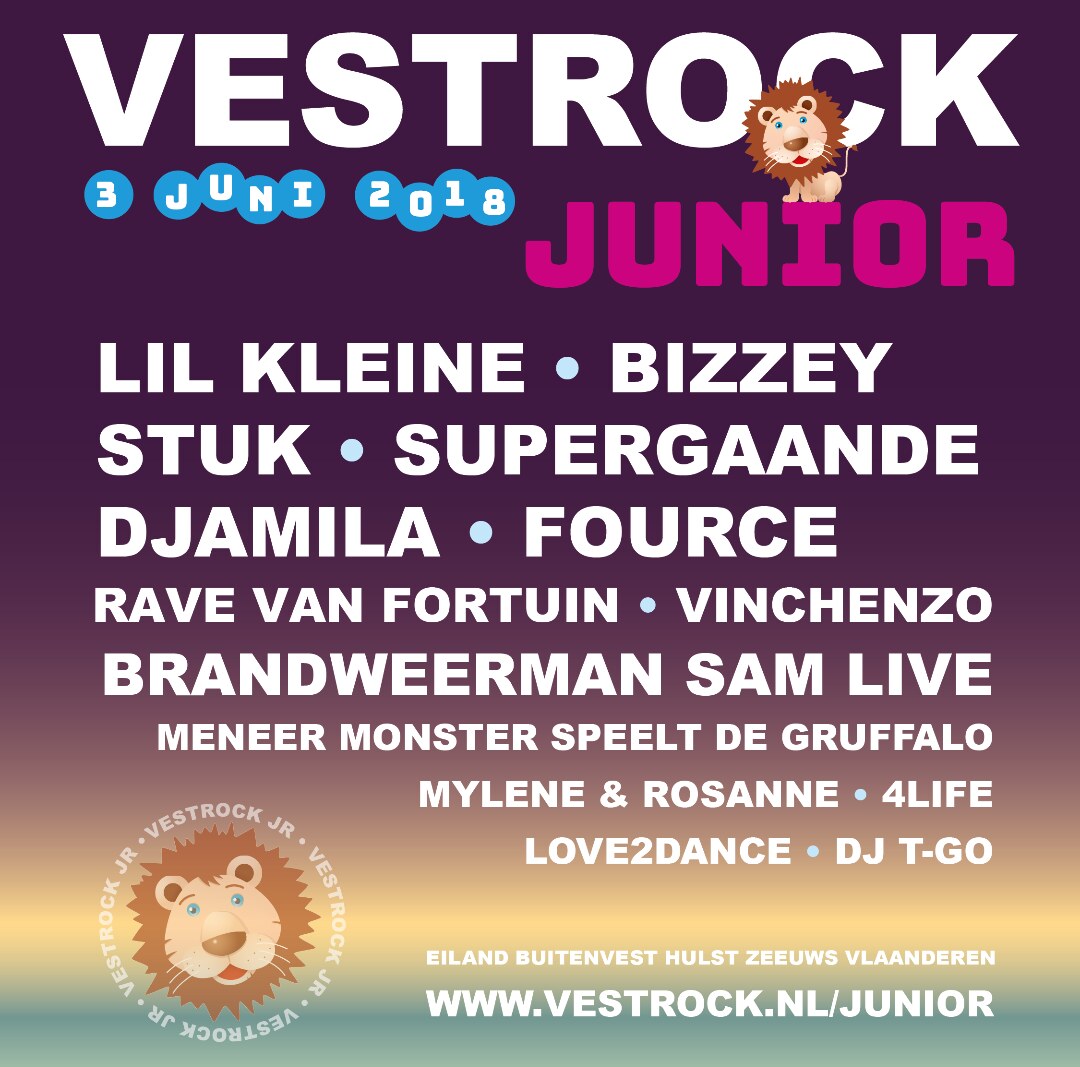 Bizzey, Djamila, Brandweerman Sam en vele anderen op Vestrock Junior 2018