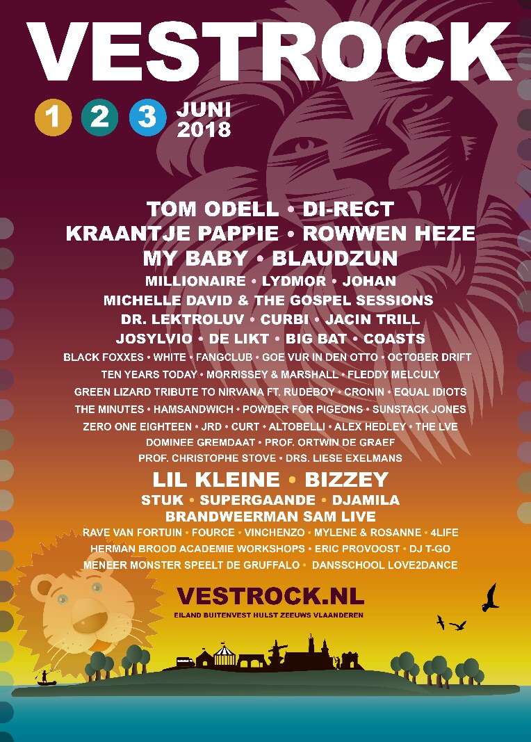 Kraantje Pappie, Di-rect, Curbi, Josylvio en YouTube-ster Djamila naar Vestrock 2018