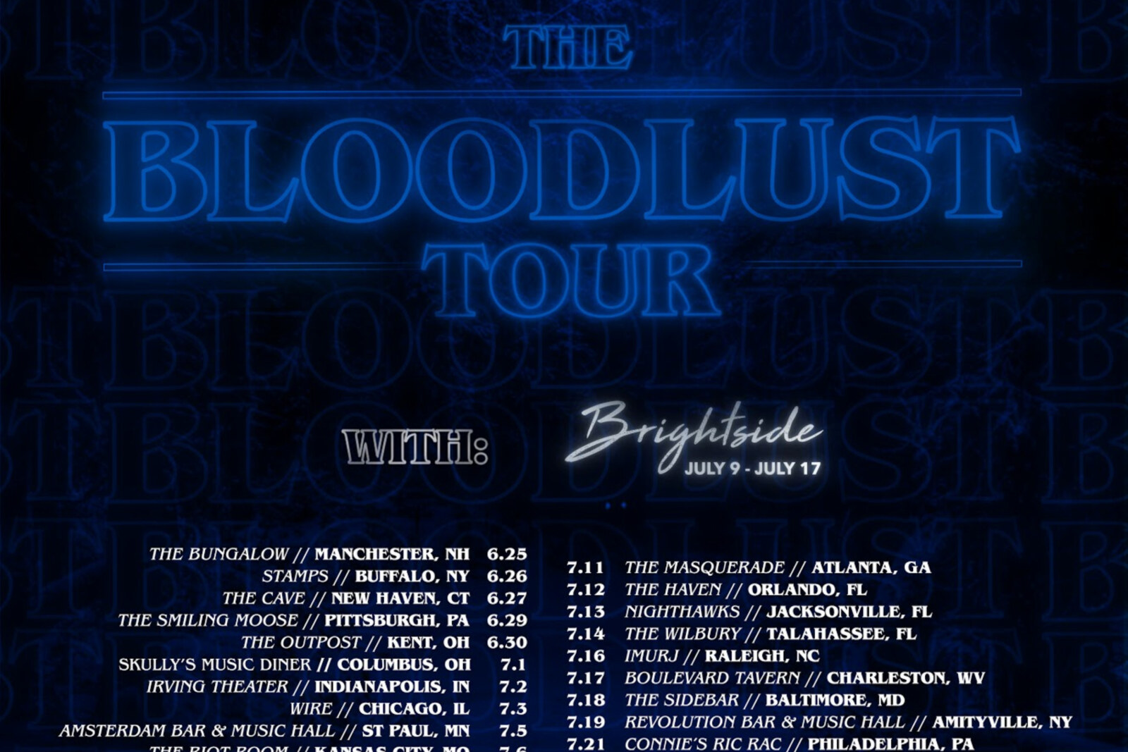 VISTA Announces US Summer Tour, "The Bloodlust Tour"
