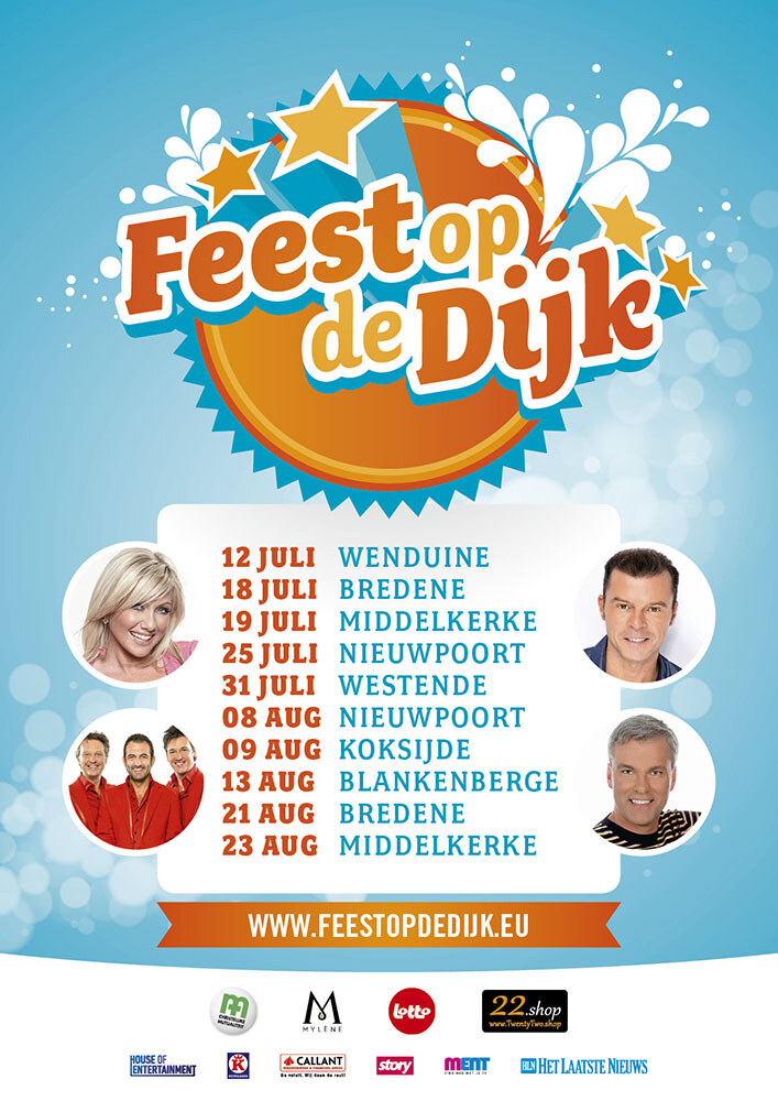 De Romeo’s, Lindsay, Herbert Verhaeghe, Thomas Julian en Filip D’Haeze komen deze zomer naar Feest op de Dijk