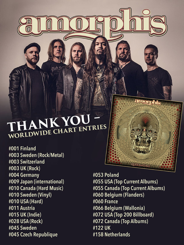 Amorphis "Queen Of Time" enters charts worldwide!