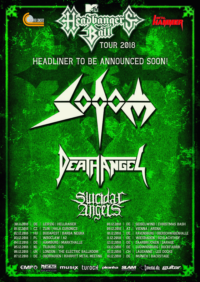 Death Angel  to be part of "MTV Headbangers Ball Tour 2018" with SODOM & more!