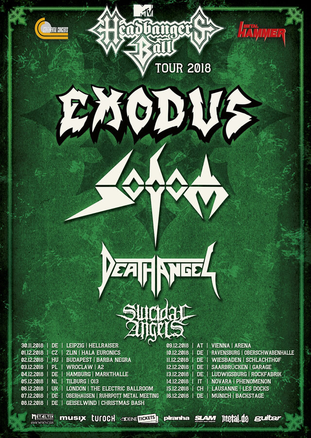 Exodus to headline "MTV Headbangers Ball Tour 2018"!