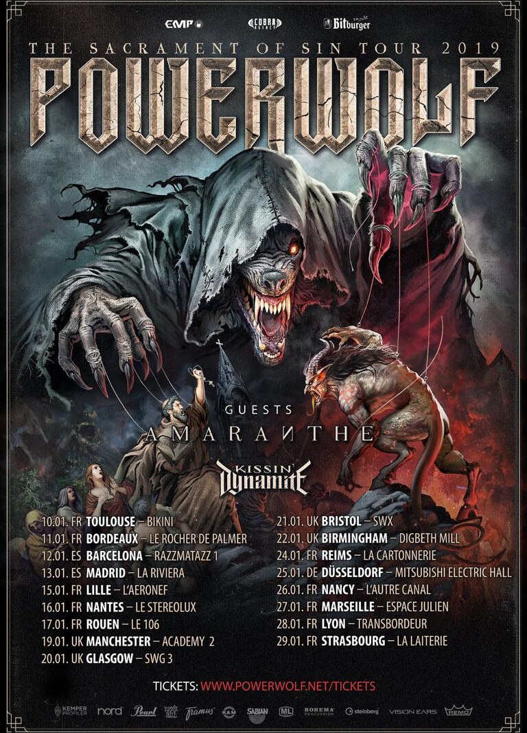 Powerwolf  touring Europe starting October 