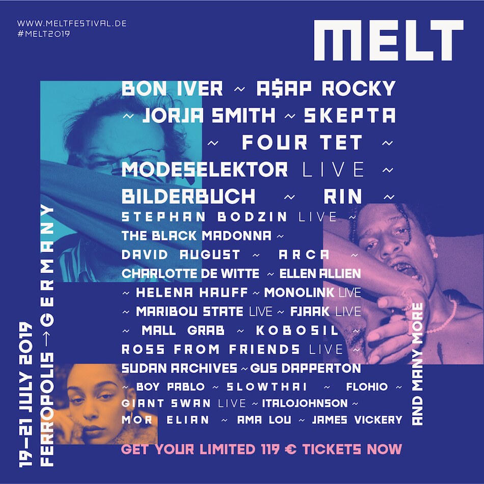 Bon Iver, Jorja Smith, A$AP Rocky, Skepta en Four Tet naar Melt Festival 2019