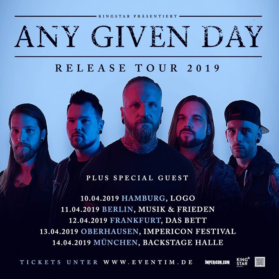 Any Given Day announce album release tour for April 2019!