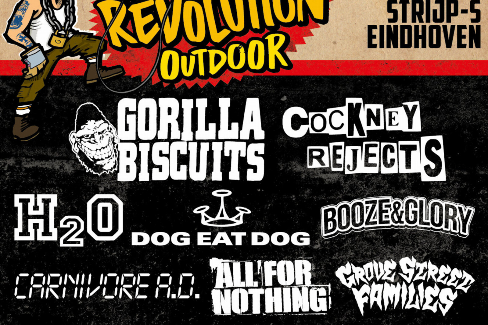 The first outdoor edition of The Sound Of Revolution Outdoor with Gorilla Biscuits, Cockney Rejects, H2O, Dog Eat Dog, Booze and Glory