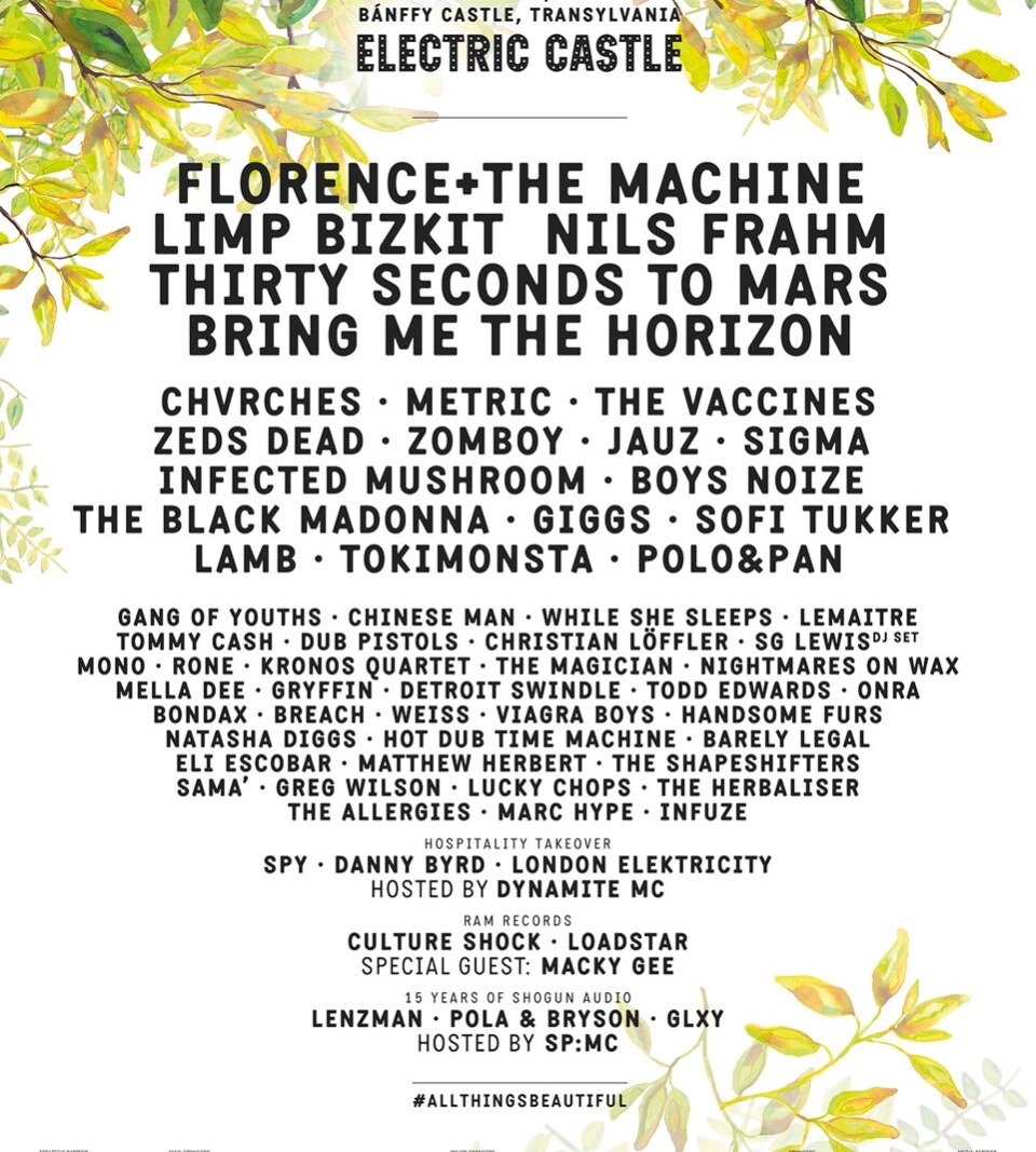 Limp Bizkit, Nils Frahm, Chvrches, Sigma en meer naar Electric Castle 2019