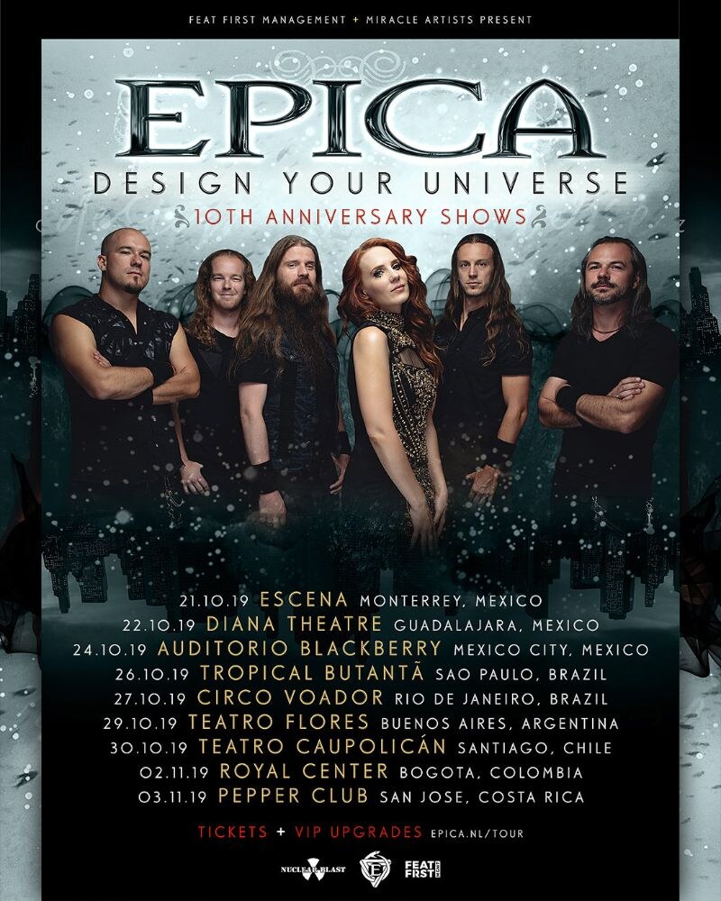 Epica announce additional "Design Your Universe" 10th Anniversary Latin America shows