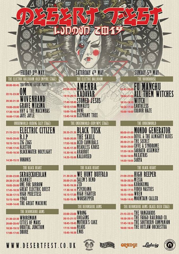 Ripple Music Announces DesertFest UK Invasion featuring Cities of Mars, High Priestess, ZED, Salem's Bend, Psychlona, 1968, and Great Electric Quest