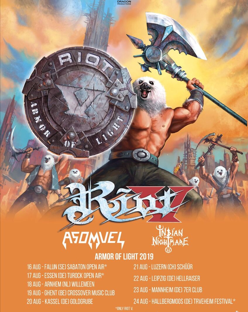 Riot V announce Armor of Light Eurotour 2019 with Asomvel and Indian Nightmare