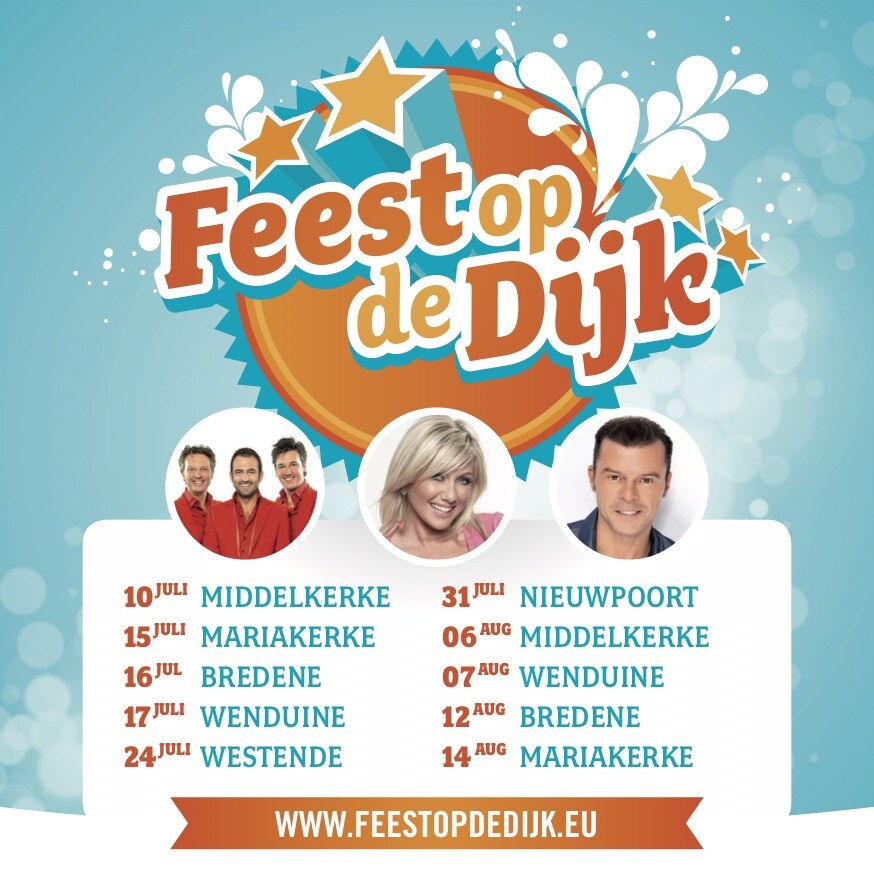  Deze zomer kan je op ‘Feest op de Dijk’ genieten van Lindsay, Filip D’Haeze en De Romeo’s.