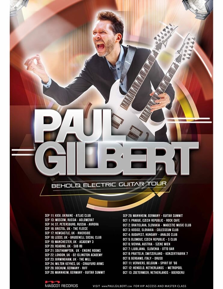 Paul Gilbert announces 'Behold Electric Guitar' Sep/Oct European tour