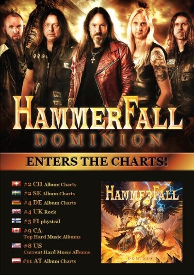 HammerFall’s New Album, Dominion, Hits the Charts Worldwide!