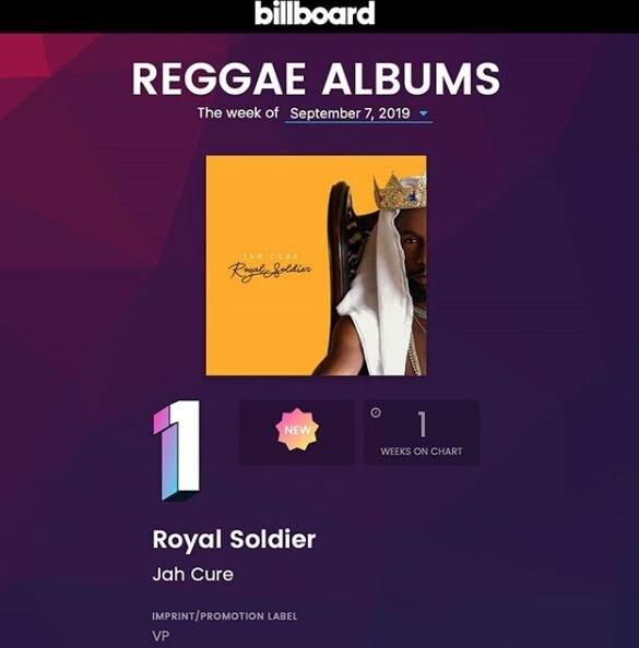 Jah Cure's Royal Soldier, the highly anticipated follow-up to 2015’s Grammy nominated "The Cure" has debuted at number one on this week's Billboard Reggae Chart
