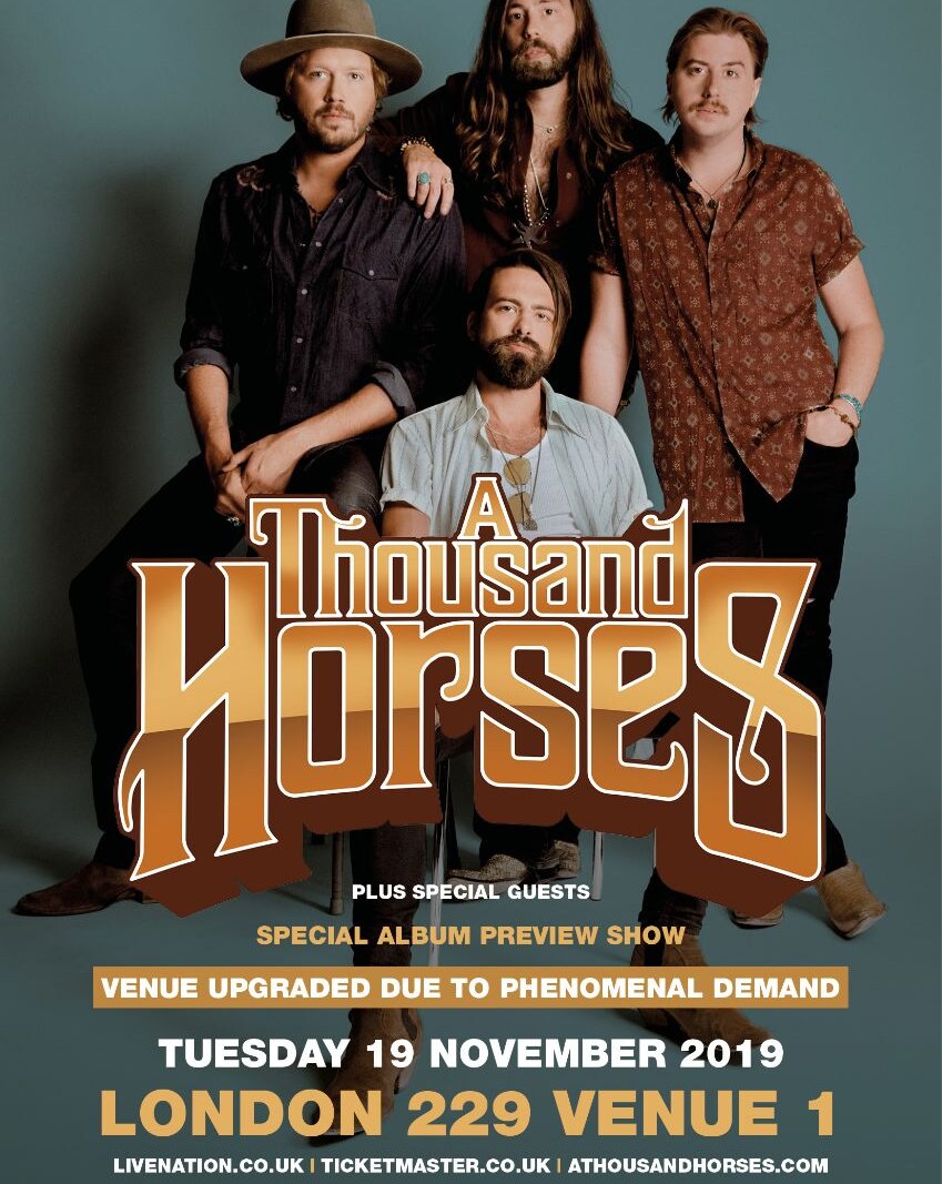A Thousand Horses upgrade London venue due to phenomenal demand