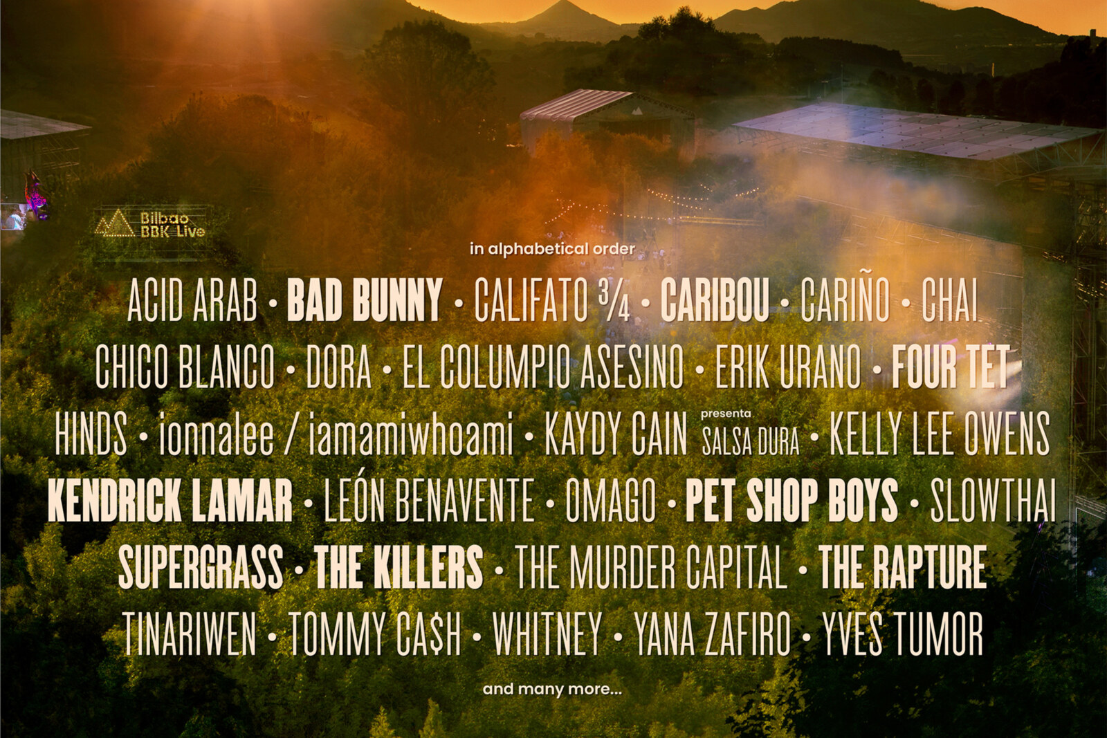 Bilbao BBK Live 2020 - Kendrick Lamar, Pet Shop Boys, Bad Bunny, Caribou and more