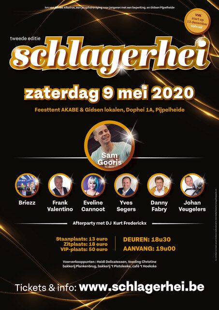 Sam Gooris, Danny Fabry, Yves Segers en Briezz zijn op 9 mei de blikvangers van de 2de Schlagerhei