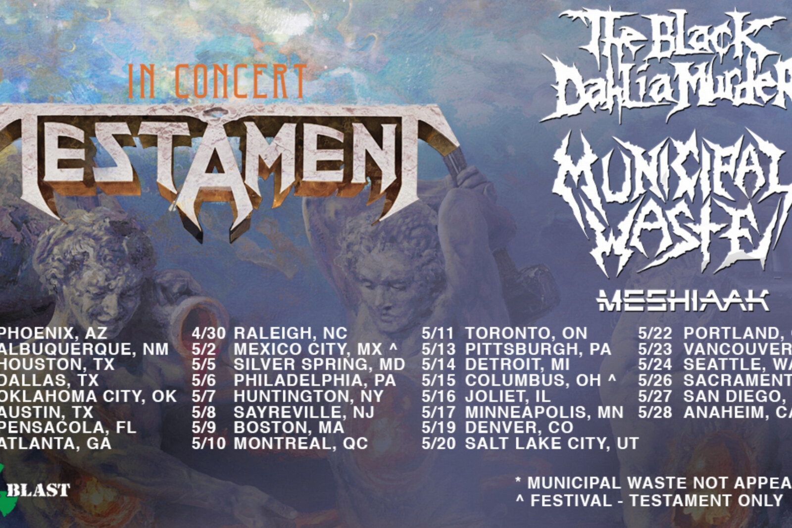 Australian thrashers Meshiaak to tour USA with Testament and unleash NEW VIDEO for 'City Of Ghosts'!