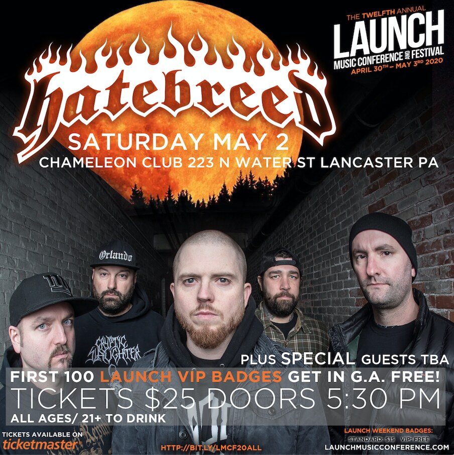 Hatebreed Set To Perform at LAlaunchUNCH Music Conference and Festival on Saturday, May 2nd 2020 at Chameleon Club**