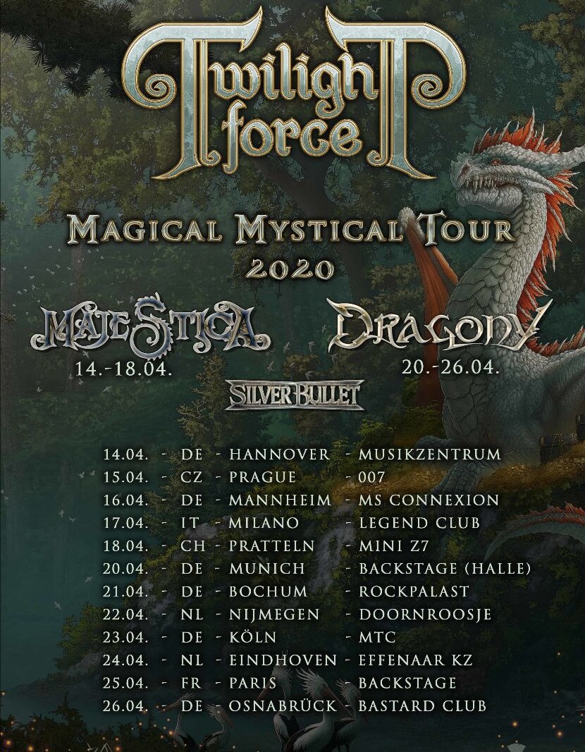 Twilight Force announce debut headline tour “Magical Mystical Tour 2020” with MAJESTICA and DRAGONY!