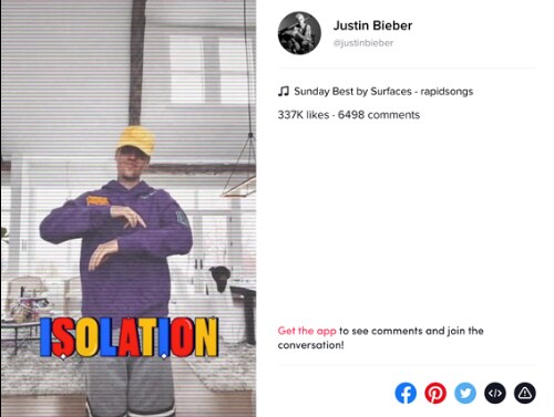 Justin Bieber dances to 'Sunday Best' on Tik Tok