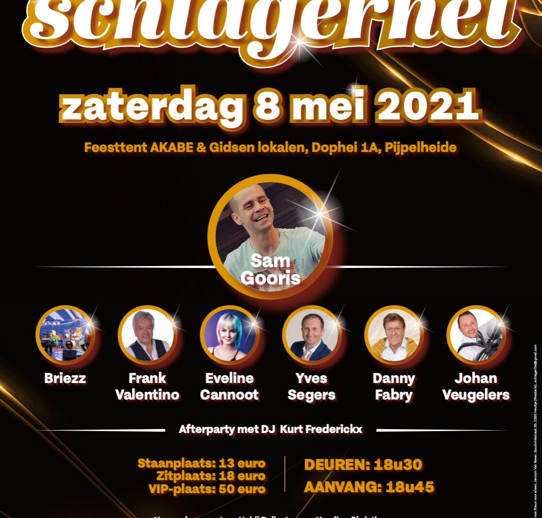 2de Schlagerhei schuift een jaar op en verhuist naar zaterdag 8 mei 2021