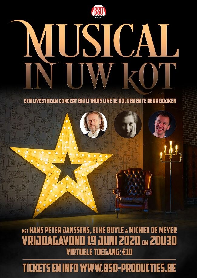 BSO-producties lanceert livestream concert Musical in uw kot op 19 juni.