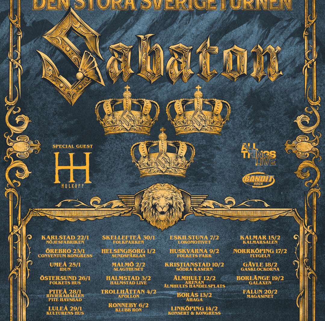 Sabaton announce their biggest ever Sweden tour for 2021!