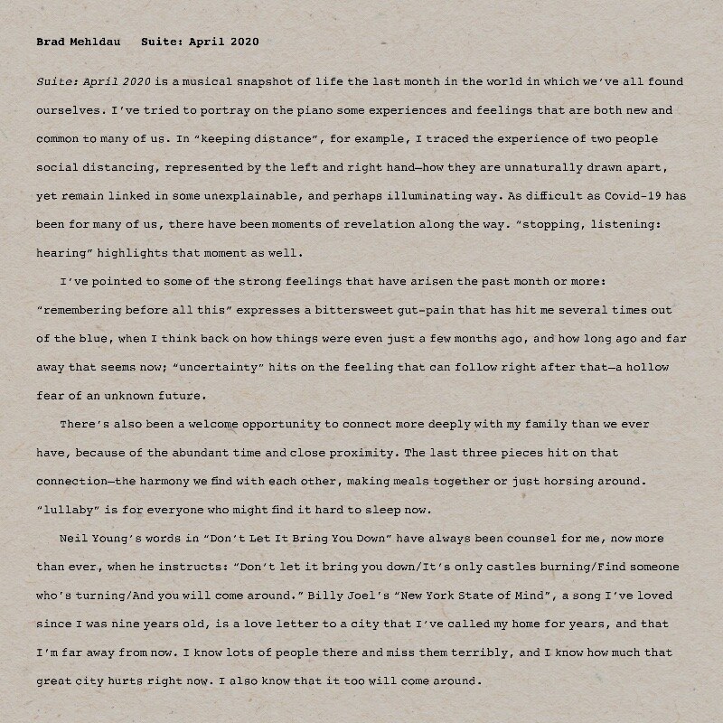 Brad Mehldau - Suite: April 2020