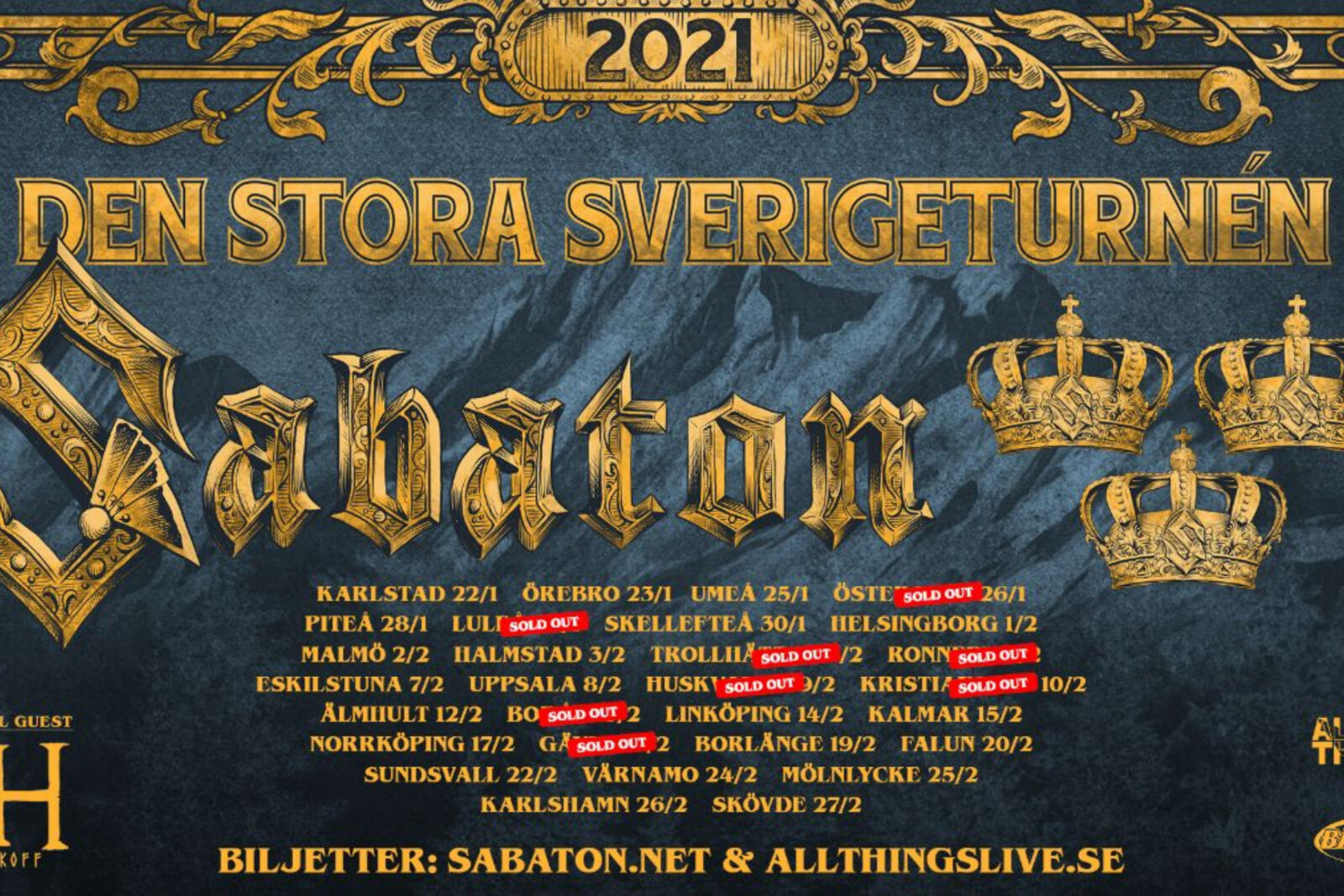 Sabaton announce more dates for their biggest ever Sweden tour in 2021!