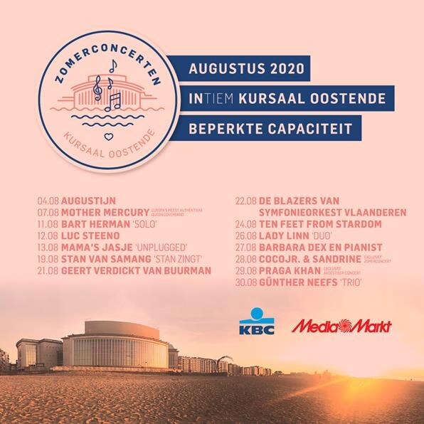 Kursaal Oostende organiseert Zomerconcerten 2020 