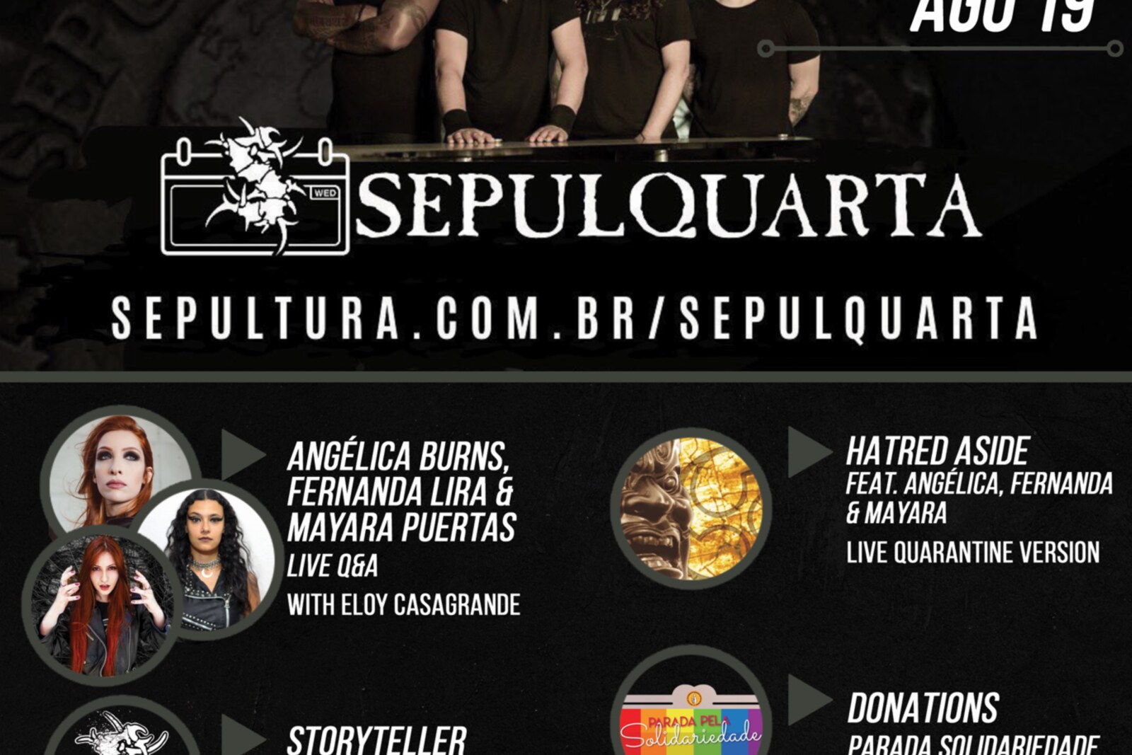 Sepultura welcomes Fernanda Lira, Mayara Puertas and Angelica Burns to the weekly SepulQuarta Sessions