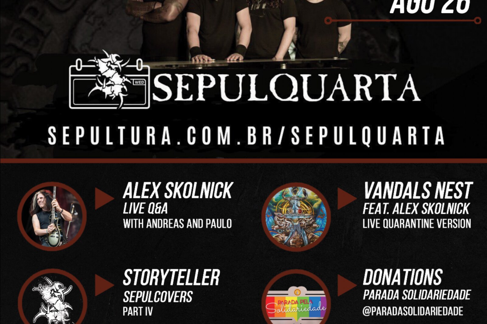 Sepultura welcomes Alex Skolnick to the weekly SepulQuarta Sessions