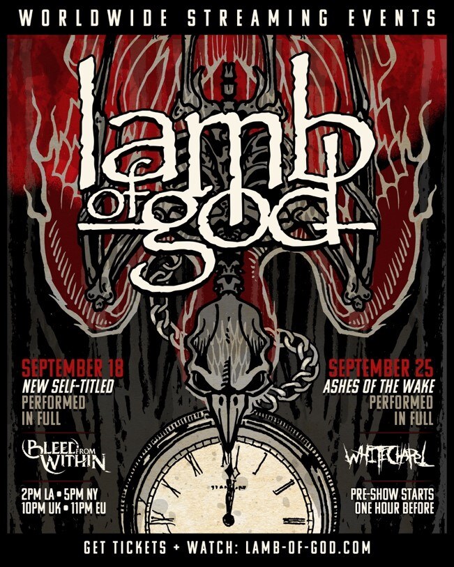 Lamb Of God - Second Stream, Featuring Ashes of the Wake in Full, Scheduled for September 25