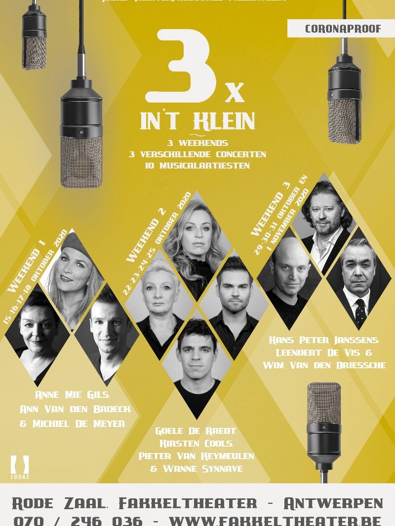 In oktober start “3 x IN ’T KLEIN”: drie weekends, drie verschillende concerten, tien musicalartiesten