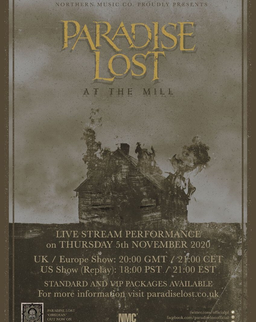 Paradise Lost announce livestream concert on November 5th!