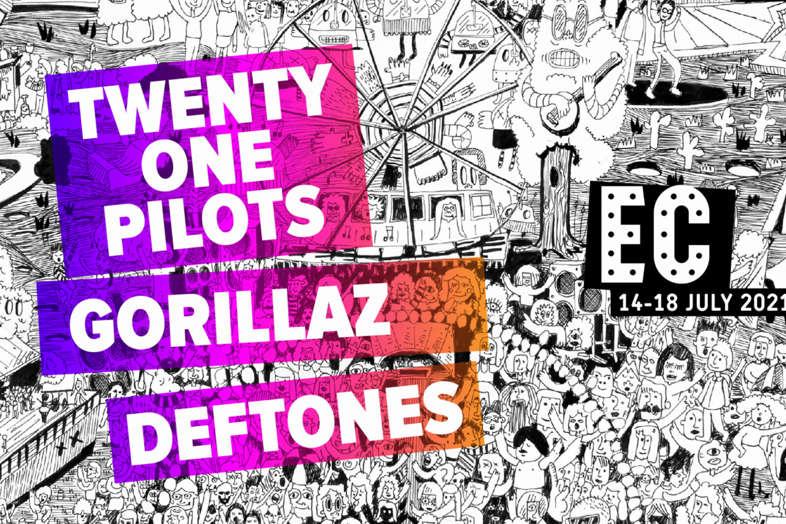 Gorillaz, twenty øne piløts & Deftones eerste headliners van Electric Castle 2021