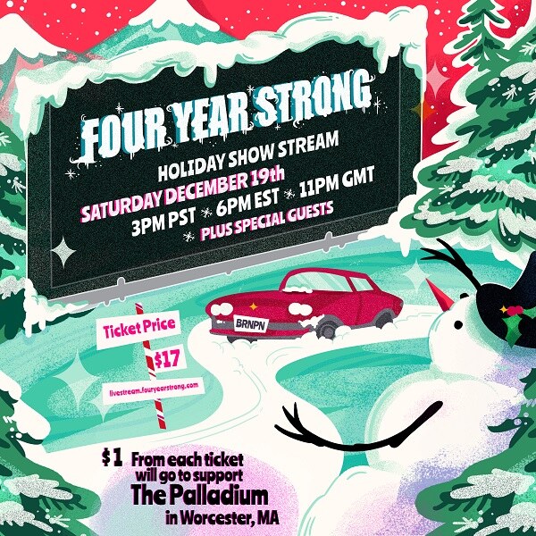 Four Year Strong Announces 13th Annual Holiday Show Taking Place December 19th At 3pm Pt/6pm Et Tickets Available Here; New Music Video “Brain Pain”
