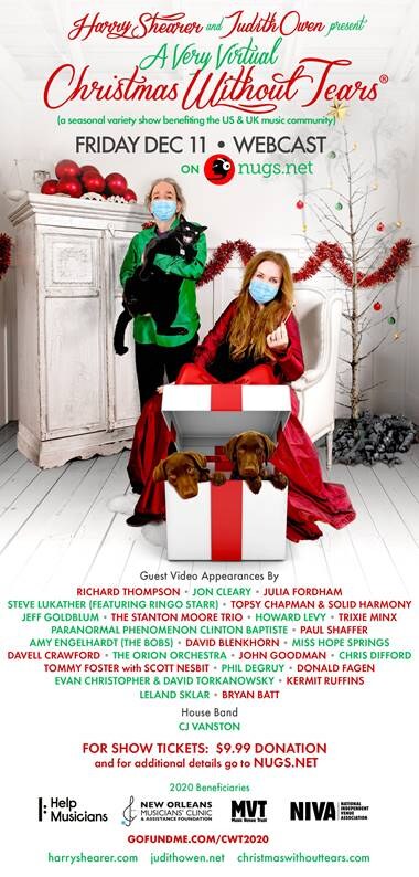 Jeff Goldblum, Steve Lukather, John Goodman, Richard Thompson, Chris Difford & more join Harry Shearer & Judith Owen for festive fundraiser