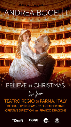 Andrea Bocelli live in het Teatro Regio op 12 december met Believe in Christmas
