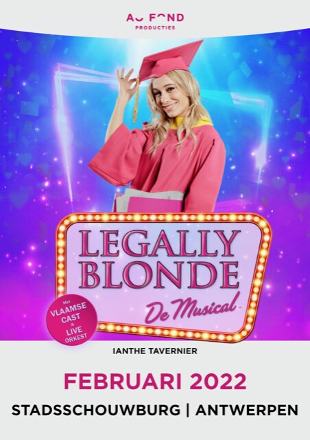 Romcom musical Legally Blonde verhuist naar februari 2022 in de Stadsschouwburg Antwerpen.